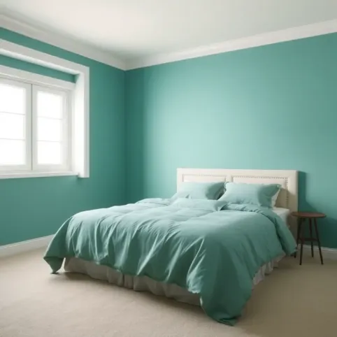 Sypialnia w kolorze morskim