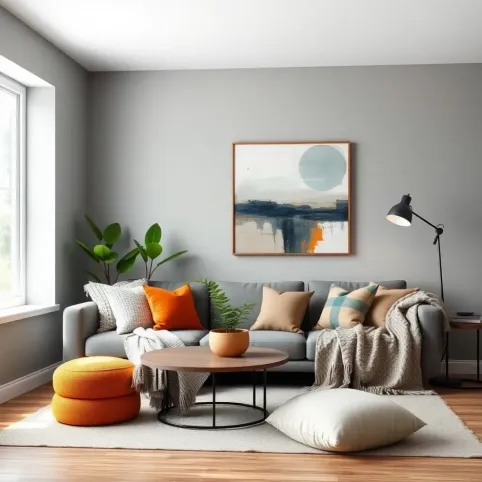 Szare ściany w salonie jakie dodatki