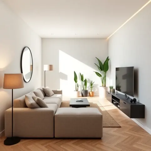 wąski salon inspiracje