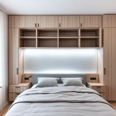 Zabudowa nad łóżkiem w sypialni wymiary