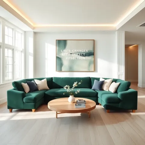 zieloną sofą w salonie inspiracje