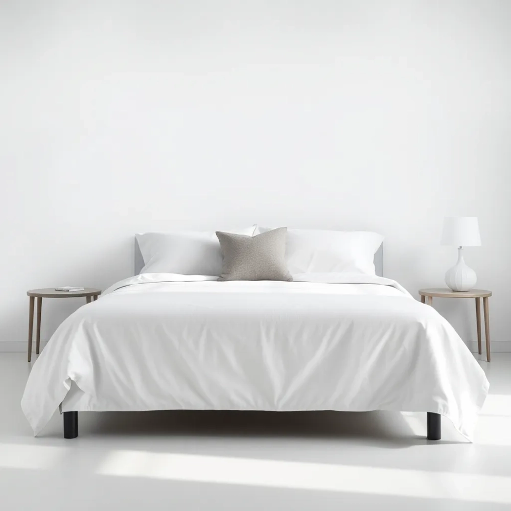 Szare łóżko w sypialni inspiracje