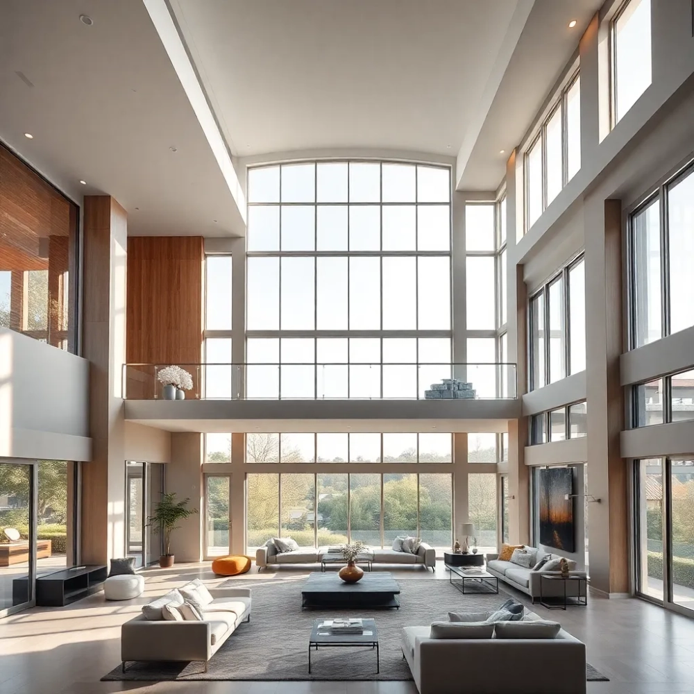 Wysoki salon z antresolą