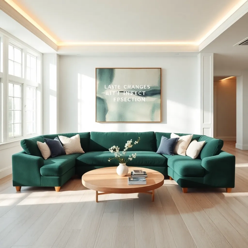 zieloną sofą w salonie inspiracje